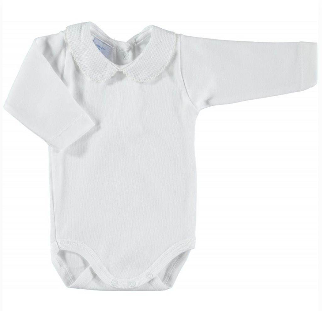 Babidu langermet body m rosa kant på kraven