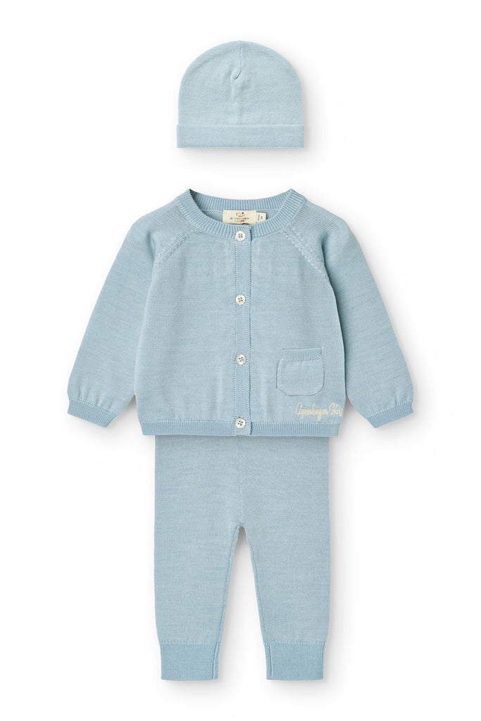 Copenhagen Colors ullsett med bukse og cardigan og Lue