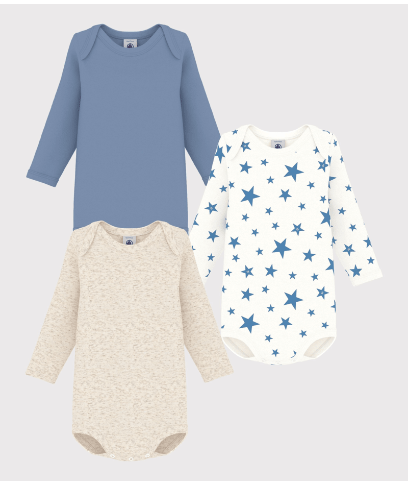 Petit Bateau 3-pk body m lang erm