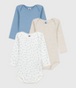 Petit Bateau 3pk body med lang erm