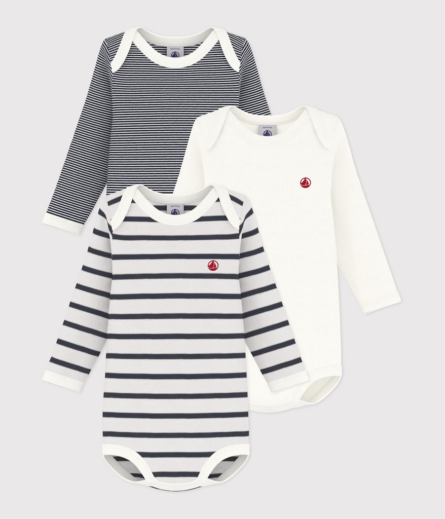 Petit Bateau 3p body med lang erm