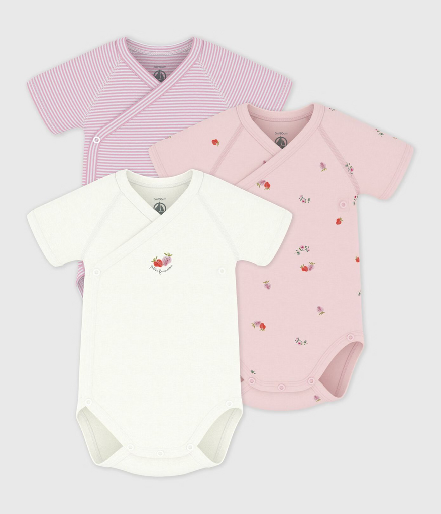 Petit Bateau 3 pk body med kort erm