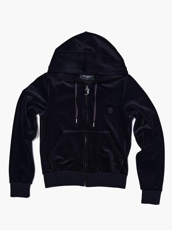 Juicy Couture Robertson Classic Velour Zip Trough Hoodie Sort