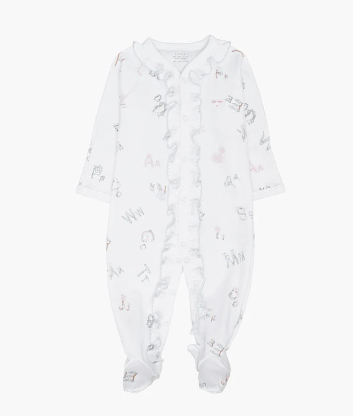 Livly Alphabet Flowers Ruffled Footie Sara