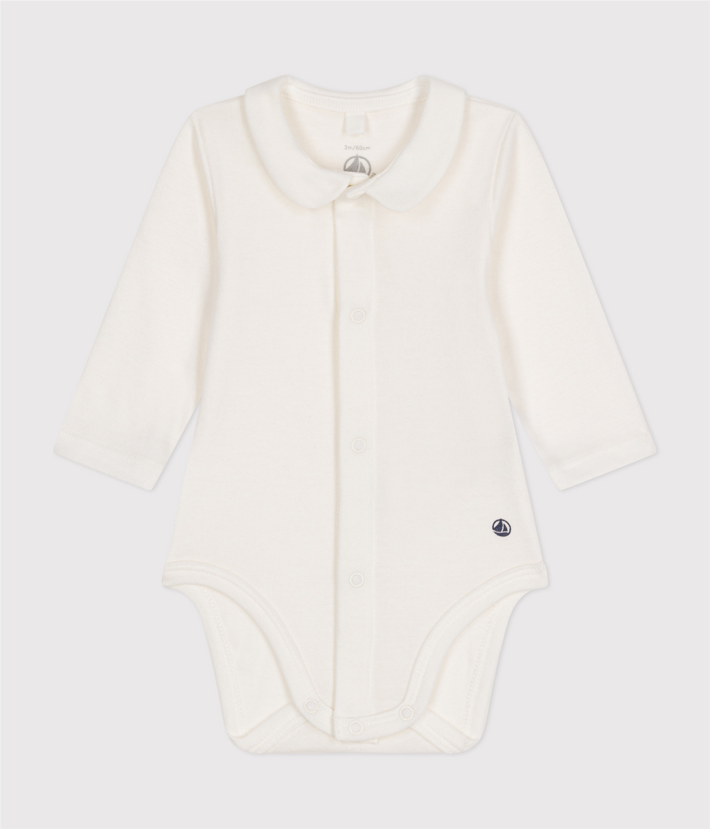 Petit Bateau Body Manica Lunga Con Colletto Unisex Neonato - 100% Cotone, Taglie Da Nascita A 3 Mesi - 3