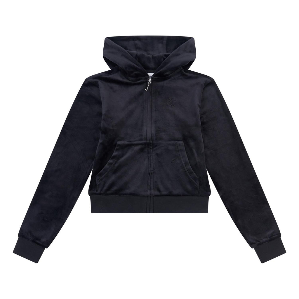 Juicy Couture velour hoodie med zip Jet Black