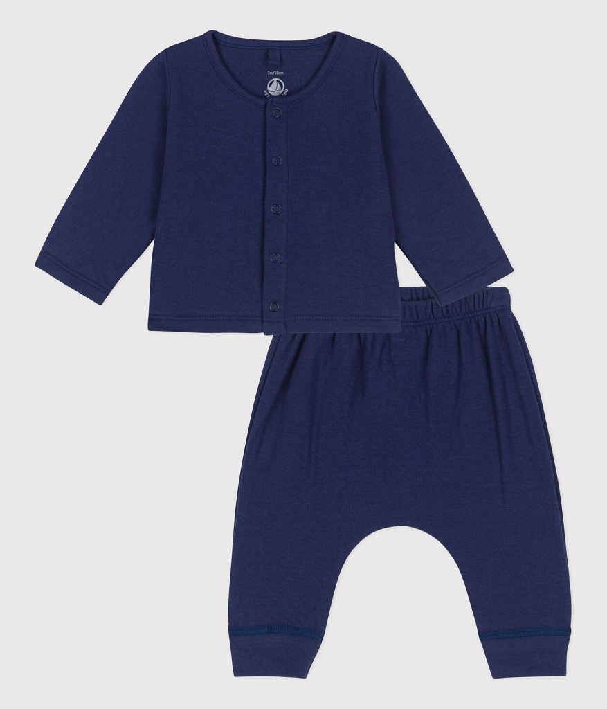 Petit Bateau babysett med bukse og cardigan